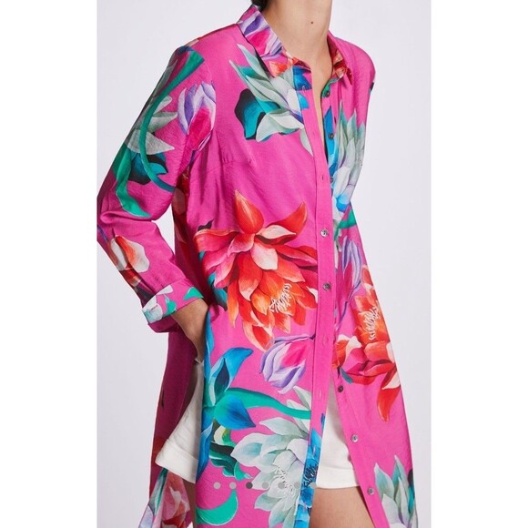 NEW Maeve Anthropologie  Pink Floral Tunic Anthropologie, Size S - Picture 4 of 10